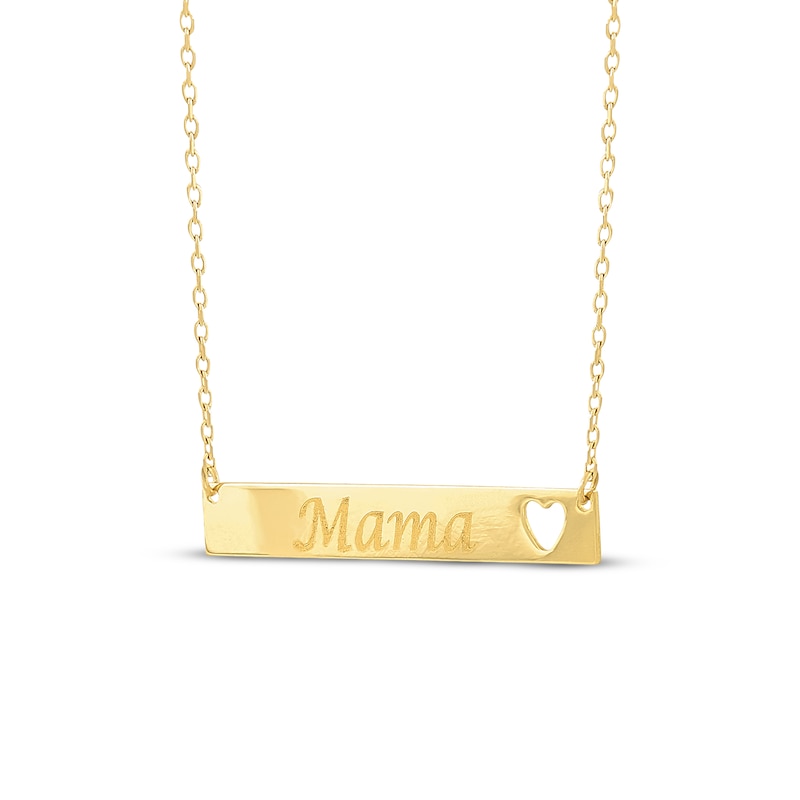 Main Image 2 of Mama Heart Cutout Bar Necklace 10K Yellow Gold 17.75&quot;