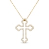 Thumbnail Image 1 of Diamond Open Trefoil Cross Necklace 1/4 ct tw 14K Yellow Gold 18&quot;