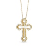 Thumbnail Image 2 of Diamond Open Trefoil Cross Necklace 1/4 ct tw 14K Yellow Gold 18&quot;