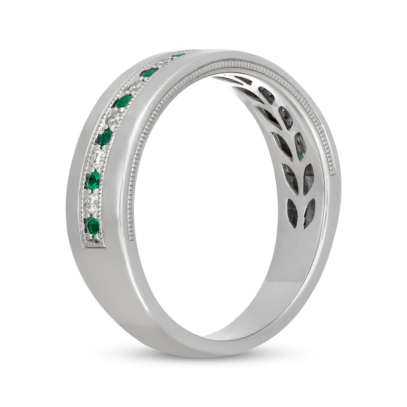 Main Image 2 of Neil Lane Men's Natural Emerald & Diamond Wedding Band 1/6 ct tw 14K White Gold