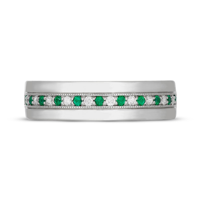 Main Image 3 of Neil Lane Men's Natural Emerald & Diamond Wedding Band 1/6 ct tw 14K White Gold