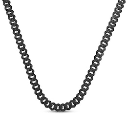 Men's Black Diamond Curb Chain Necklace 7 ct tw Sterling Silver 22&quot;