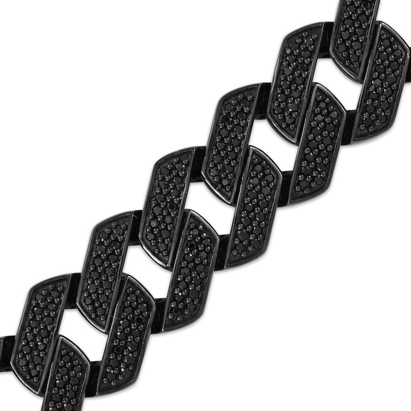 Men's Black Diamond Curb Chain Necklace 7 ct tw Sterling Silver 22"