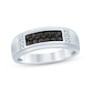 Thumbnail Image 1 of Men's Black & White Diamond Wedding Band 1/2 ct tw 10K White Gold