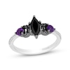 Thumbnail Image 0 of Disney Treasures Hocus Pocus Marquise-Cut Black Onyx, Diamond & Amethyst Moon Ring 1/10 ct tw Sterling Silver