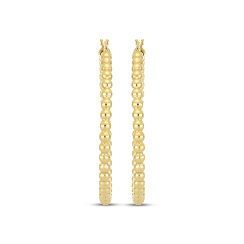 Main Image 2 of Beaded Hoop Earrings 10K Yellow Gold 30mm