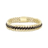 Thumbnail Image 1 of Men's Black Diamond Oval Center Curb Link Bracelet 6 ct tw 10K Yellow Gold 8.5&quot;