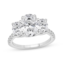 Memories Moments Magic Oval-Cut Lab-Grown Diamond Three-Stone Engagement Ring 3-1/4 ct tw 14K White Gold