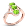 Thumbnail Image 4 of Peridot & Diamond 3-Stone Ring 1/5 ct tw 10K Rose Gold