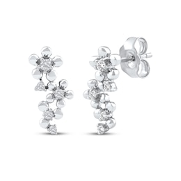 Diamond Flower Trio Earrings 1/10 ct tw 10K White Gold