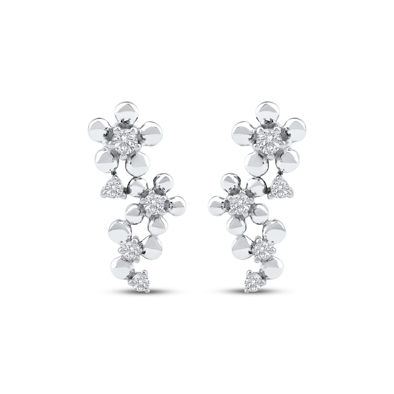 Main Image 2 of Diamond Flower Trio Earrings 1/10 ct tw 10K White Gold