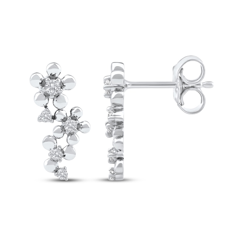 Main Image 3 of Diamond Flower Trio Earrings 1/10 ct tw 10K White Gold