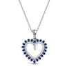 Thumbnail Image 1 of Blue Sapphire & Diamond Heart Necklace 1/10 ct tw Round-cut 10K White Gold 18&quot;