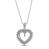 Thumbnail Image 3 of Blue Sapphire & Diamond Heart Necklace 1/10 ct tw Round-cut 10K White Gold 18&quot;