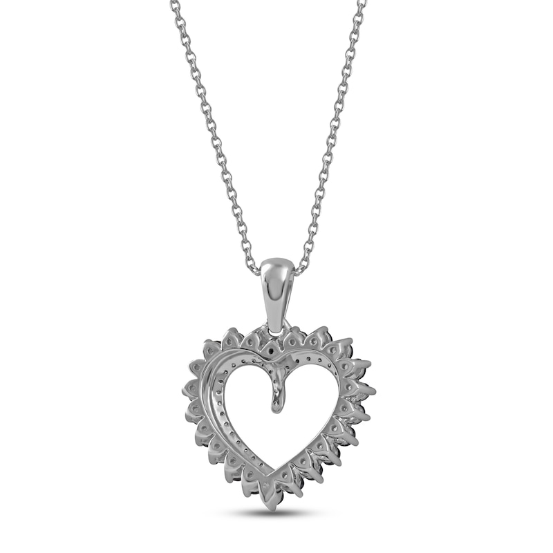 Main Image 3 of Blue Sapphire & Diamond Heart Necklace 1/10 ct tw Round-cut 10K White Gold 18&quot;