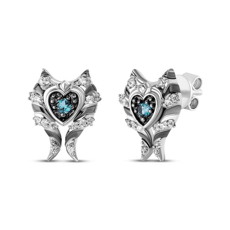 Main Image 1 of Star Wars Ahsoka Tano London Blue Topaz & Diamond Earrings 1/10 ct tw Sterling Silver