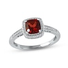 Thumbnail Image 1 of Garnet & White Lab-Created Sapphire Ring Sterling Silver