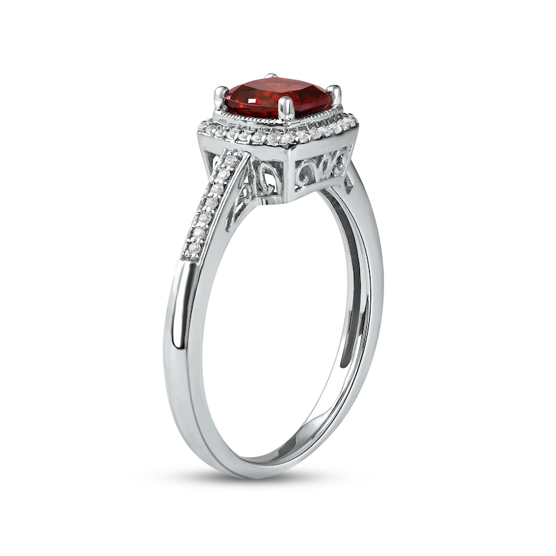 Main Image 2 of Garnet & White Lab-Created Sapphire Ring Sterling Silver