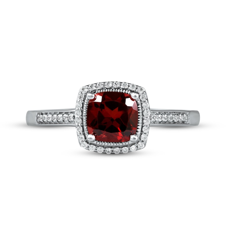 Main Image 3 of Garnet & White Lab-Created Sapphire Ring Sterling Silver