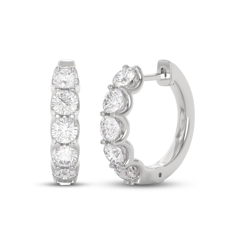 Main Image 1 of THE LEO Diamond Five-Stone Hoop Earrings 2 ct tw 14K White Gold