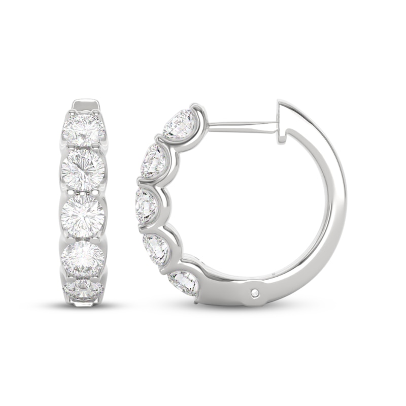 Main Image 3 of THE LEO Diamond Five-Stone Hoop Earrings 2 ct tw 14K White Gold