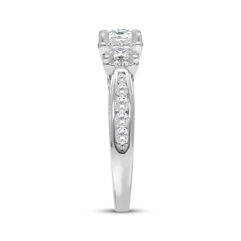 Main Image 2 of Memories Moments Magic Princess-Cut Diamond Three-Stone Engagement Ring 1 ct tw 14K White Gold