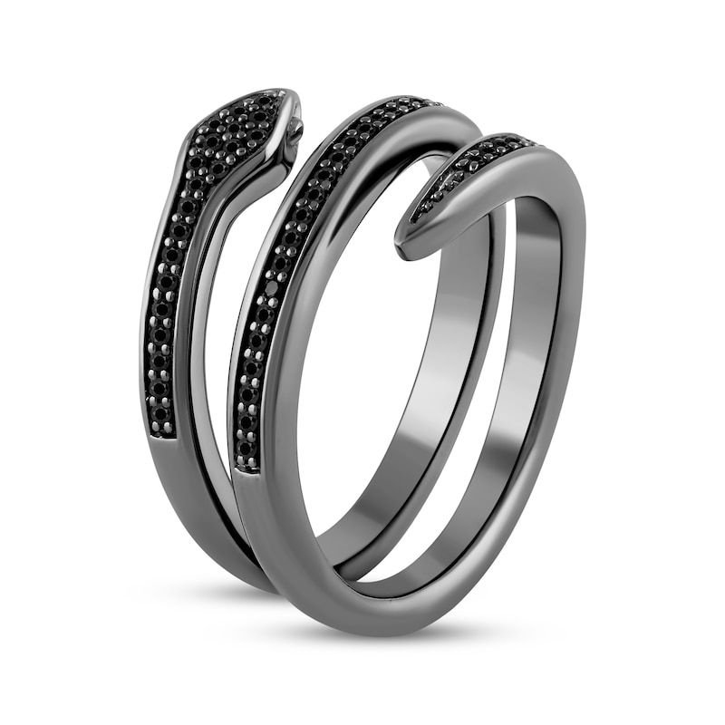 Main Image 2 of Ink & Ice Black Diamond Coiled Snake Ring 1/5 ct tw Black Rhodium-Plated Sterling Silver