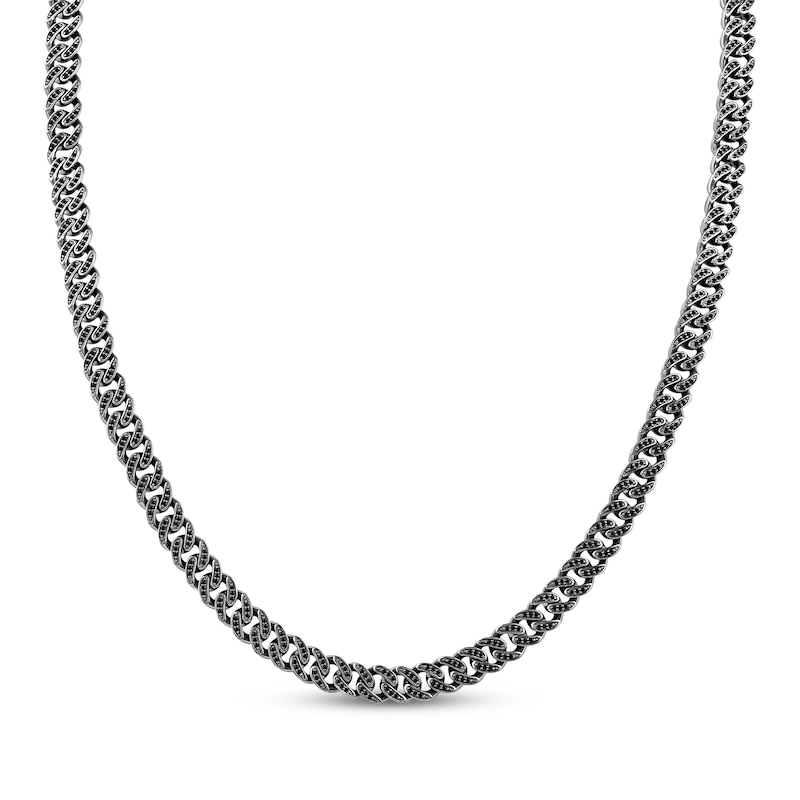 Main Image 1 of Ink & Ice Men's Black Diamond Curb Chain Necklace 3-1/2 ct tw Black Rhodium-Plated Sterling Silver 22&quot;