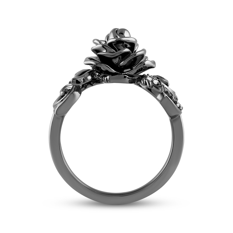 Main Image 3 of Ink & Ice Black & White Diamond Rose Ring 1/20 ct tw Black Rhodium-Plated Sterling Silver