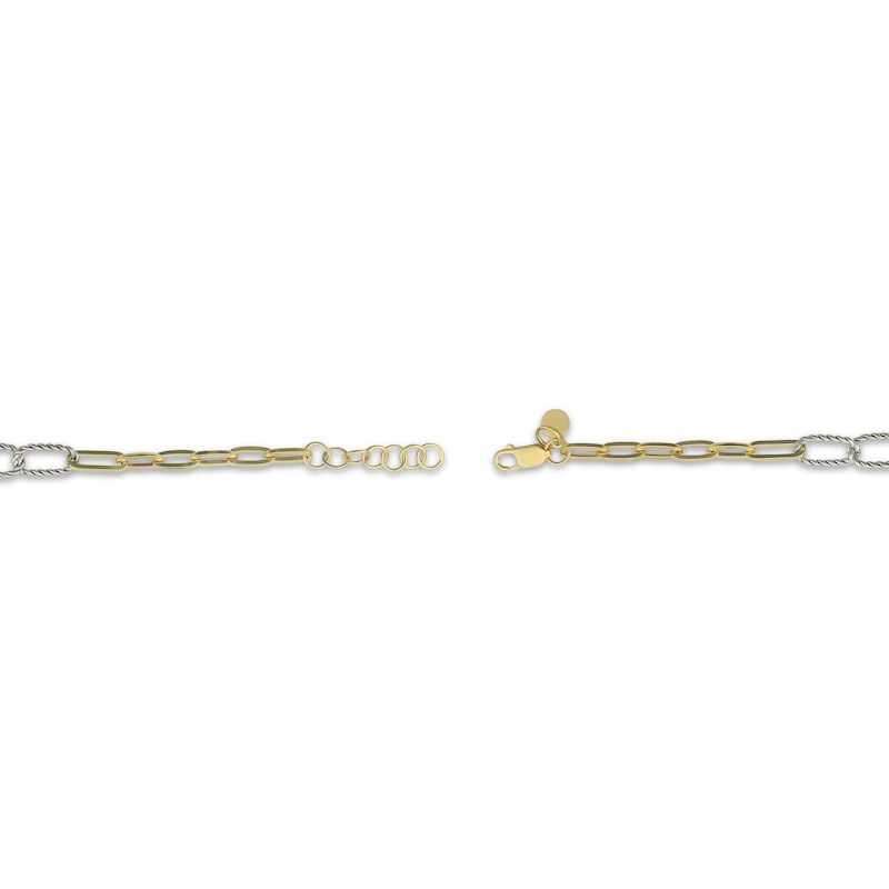 Main Image 2 of Reaura Twist Link Paperclip Bracelet Repurposed Hollow 14K Two-Tone Gold