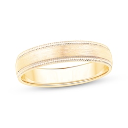 Now + Forever Brushed Milgrain Wedding Band 10K Yellow Gold 4mm