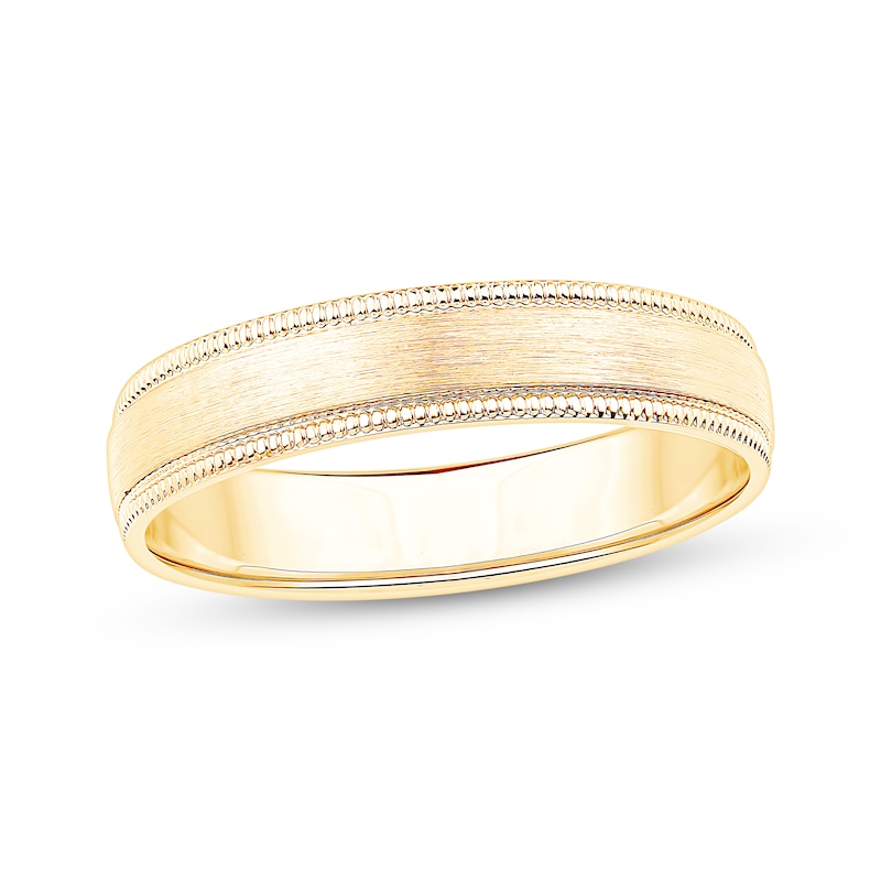 Main Image 1 of Brushed Milgrain Wedding Band 10K Yellow Gold 4mm