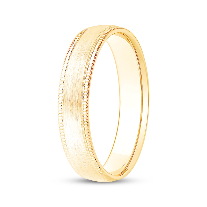 Main Image 2 of Brushed Milgrain Wedding Band 10K Yellow Gold 4mm