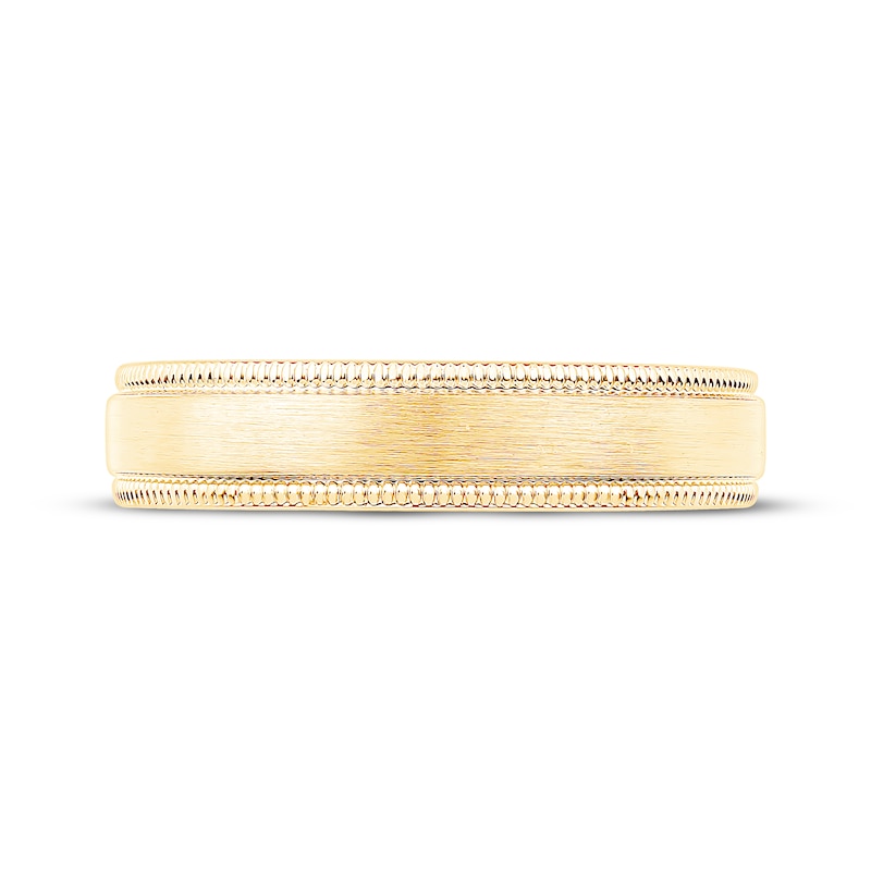 Main Image 3 of Brushed Milgrain Wedding Band 10K Yellow Gold 4mm