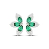 Thumbnail Image 2 of Marquise-Cut Lab-Created Emerald & White Lab-Created Sapphire Half-Flower Stud Earrings Sterling Silver