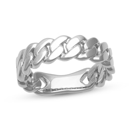 Now + Forever Men's Curb Link Ring 10K White Gold 6mm