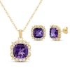 Thumbnail Image 1 of Cushion-Cut Amethyst & Diamond Gift Set 1/3 ct tw 10K Yellow Gold 18&quot;