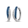 Thumbnail Image 1 of Blue & White Diamond Crossover Hoop Earrings 1/2 ct tw Sterling Silver