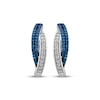 Thumbnail Image 2 of Blue & White Diamond Crossover Hoop Earrings 1/2 ct tw Sterling Silver