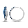 Thumbnail Image 3 of Blue & White Diamond Crossover Hoop Earrings 1/2 ct tw Sterling Silver