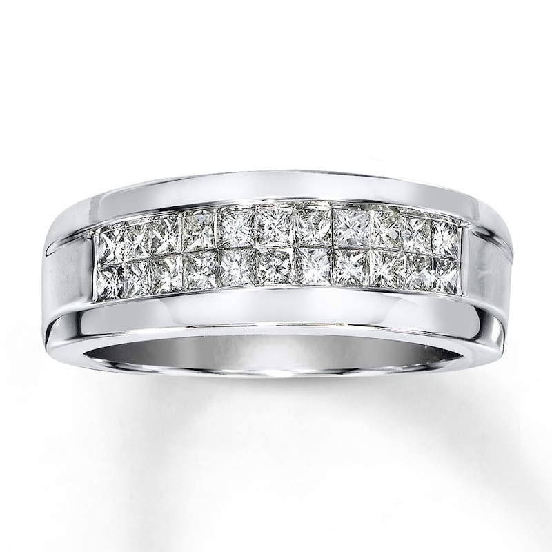 Main Image 1 of Men's Diamond Ring 1 ct tw Square-cut 14K White Gold