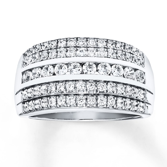 Diamond Anniversary Ring 1 ct tw Round-cut 14K White Gold | Kay