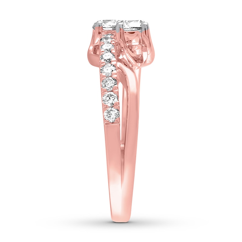 Main Image 2 of Ever Us Two-Stone Diamond Ring 1 ct tw Round 14K Rose Gold