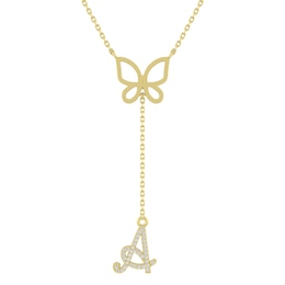 1/20 - 1/6 ct tw Diamond Butterfly Initial Necklace