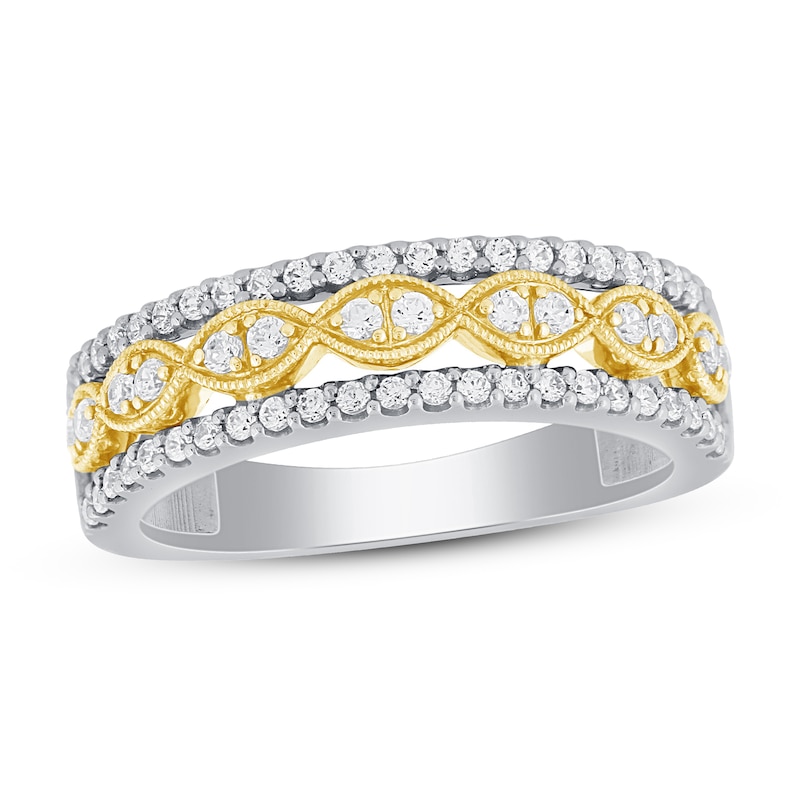 Main Image 1 of Diamond Anniversary Ring 1/2 ct tw Round-cut 14K Two-Tone Gold