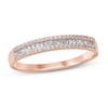 Thumbnail Image 1 of Diamond Anniversary Ring 1/4 ct tw Round/Baguette 10K Rose Gold