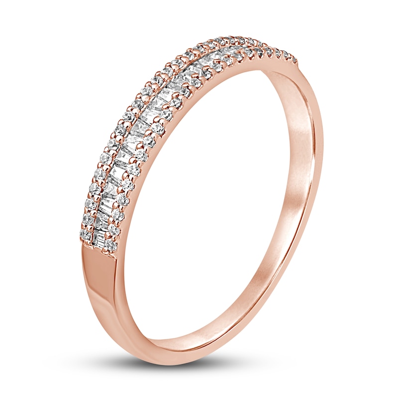 Main Image 2 of Diamond Anniversary Ring 1/4 ct tw Round/Baguette 10K Rose Gold