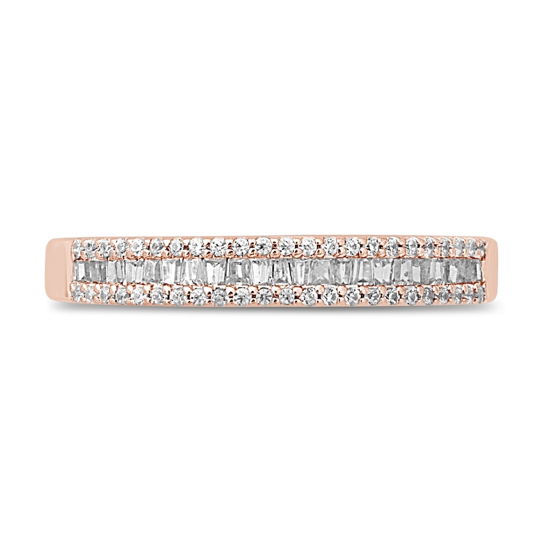 Main Image 3 of Diamond Anniversary Ring 1/4 ct tw Round/Baguette 10K Rose Gold