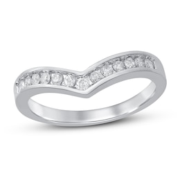 Diamond Contour Ring 1/4 ct tw Round-cut 10K White Gold