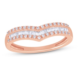 Now + Forever Diamond Anniversary Ring 1/4 ct tw Round/Baguette 10K Rose Gold